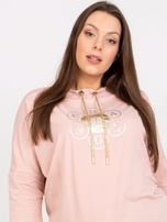 Brudnoróżowa bluzka plus size z rękawem 3/4