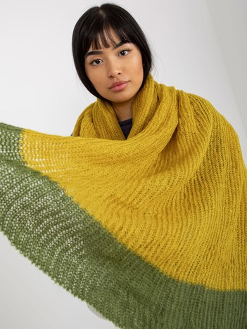 Hurt Yellow-green two-colored women's knitted scarf.