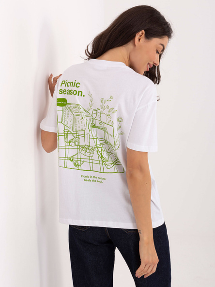 Biały damski t-shirt z napisami SUBLEVEL