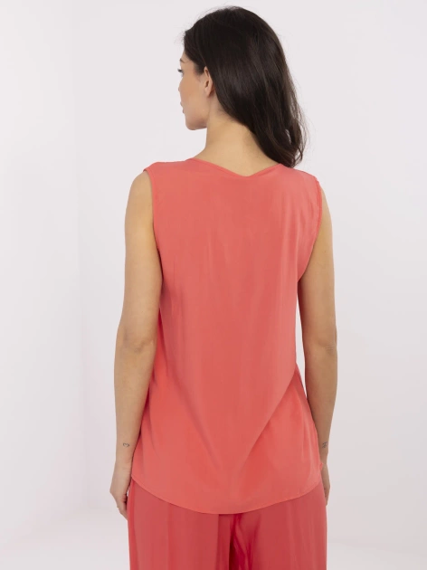 Koralowa letnia bluzka w jednolitym kolorze SUBLEVEL