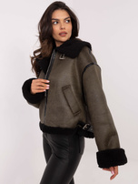 Hurtownia Khaki ocieplana kurtka zimowa typu biker