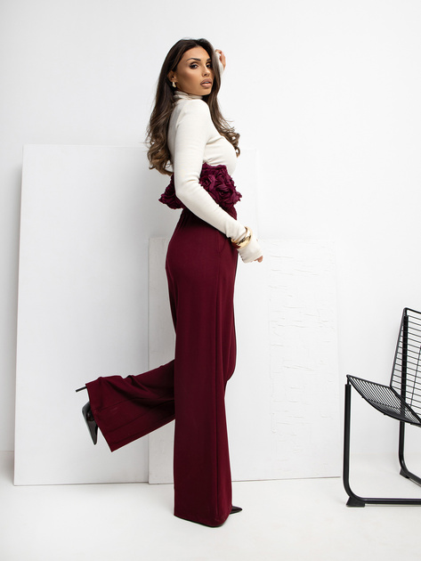 Bordowe dresowe spodnie z przeszyciami RUE PARIS