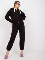 Czarny dresowy komplet basic z bluzą rozpinaną 