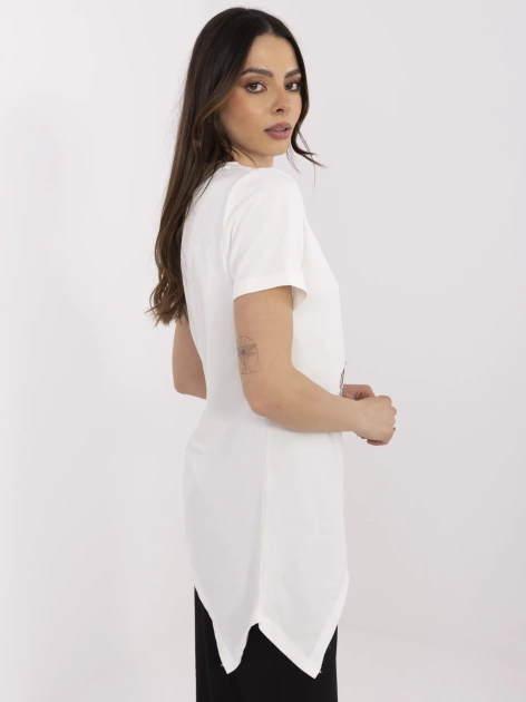 Ecru asymetryczna bluzka z kokardką