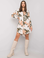 Beżowa sukienka szmizjerka z printami Valdez RUE PARIS