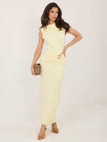 Jasnożółta elegancka sukienka bez rękawów RUE PARIS