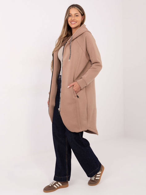 Ciemnobeżowa długa bluza z kapturem