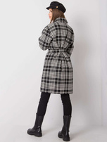 Czarno-biały płaszcz w kratę Elina