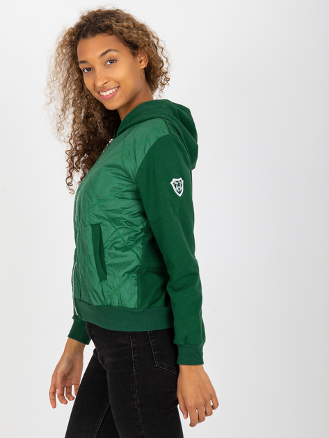 Hurt Ciemnozielona pikowana bluza bomberka z bawełny RUE PARIS