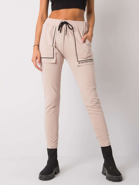 Jasnobeżowe spodnie dresowe z bawełny Winsley