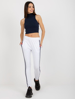 Hurt Białe dresowe spodnie basic z lampasami RUE PARIS
