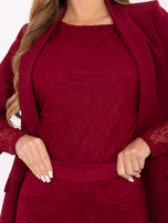 Bordowa koronkowa bluzka od kompletu