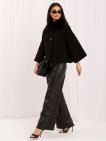 Black short coat with a fur collar.