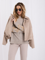 Beige Pullover mit Stickerei und metallischem Garn.