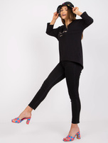 Black casual blouse with round neckline