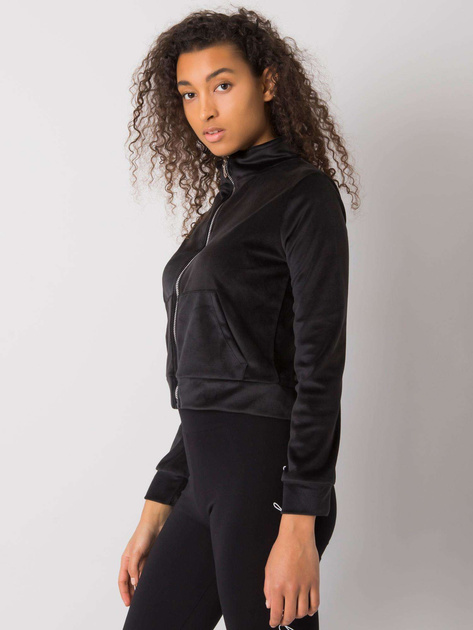 Czarna welurowa bluza rozpinana Charley RUE PARIS