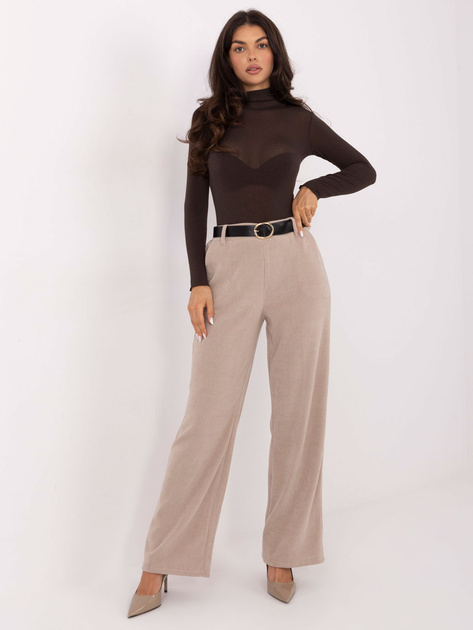 Beżowe sztruksowe spodnie bez zapięcia 