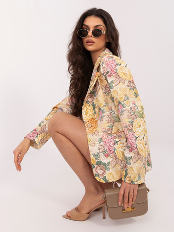 Żółta damska marynarka z ozdobnymi guzikami