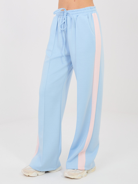 Pastelowy niebieski komplet z szerokimi spodniami RUE PARIS