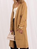 Hurt Camelowy langer Cardigan mit Taschen RUE PARIS.