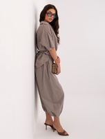 Ciemnobeżowe spodnie parachute z sztruksu