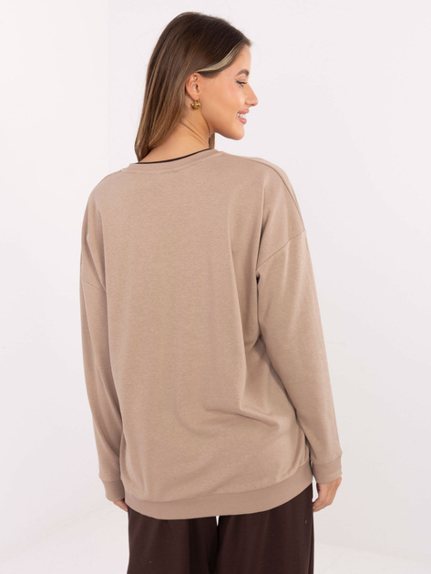 Ciemnobeżowa damska bluza oversize bez kaptura