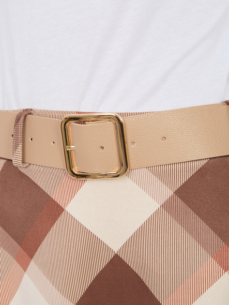 Brązowa elegancka spódnica w kratę