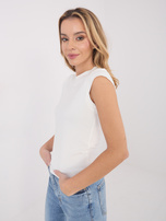 Ecru damski top basic z domieszką wiskozy 