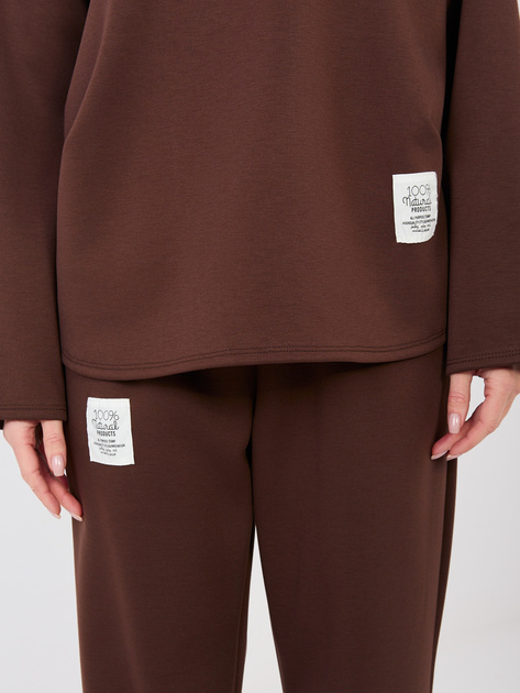 Czekoladowy dresowy komplet z naszywkami RUE PARIS