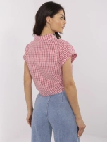 Czerwono-biała krótka koszula w kratę
