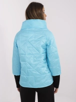 Hurt Turkusowa pikowana kurtka z zapięciem na suwak