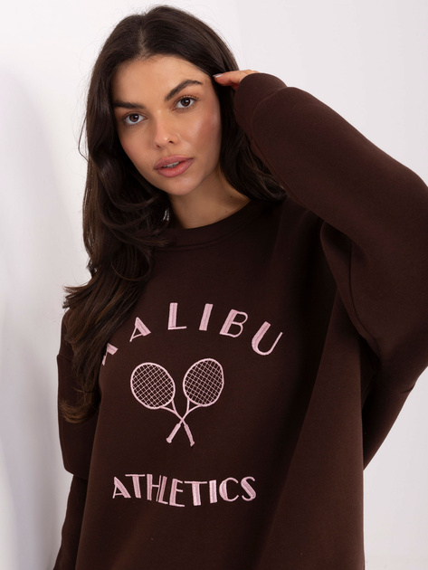 Ciemnobrązowa damska bluza z okrągłym dekoltem