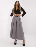 Ciemnoszara elegancka spódnica z szerokim paskiem