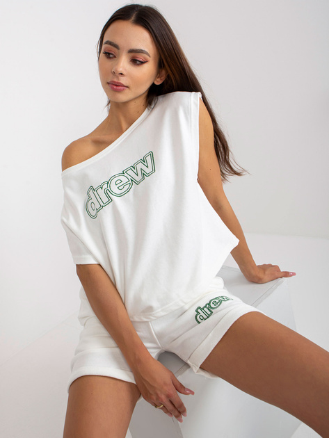 Biały bawełniany komplet dresowy z kieszeniami