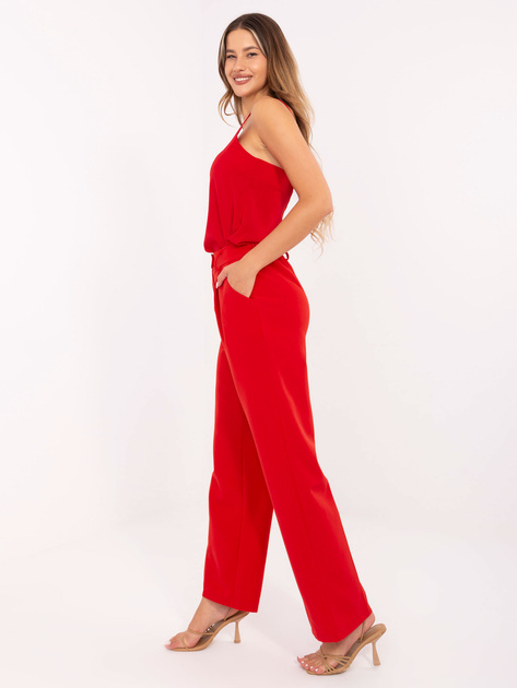 Hurtownia Czerwone spodnie z materiału z zakładkami