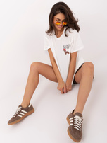 Ecru bawełniany t-shirt z napisem