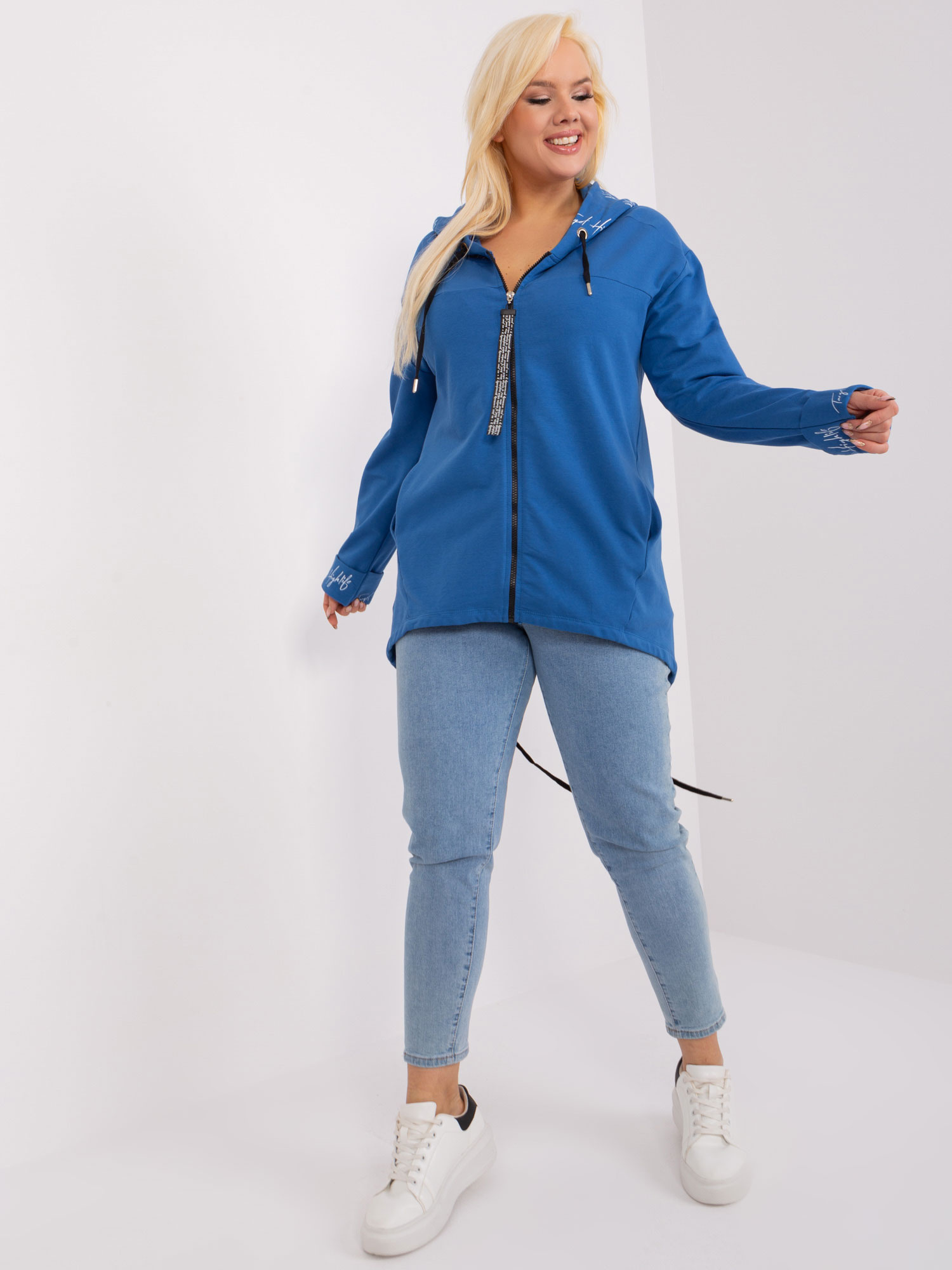 Hurt Ciemnoniebieska bluza plus size z kapturem