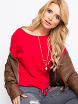 Carla's red blouse.