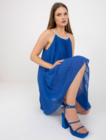 Ciemnoniebieska zwiewna sukienka one size na lato