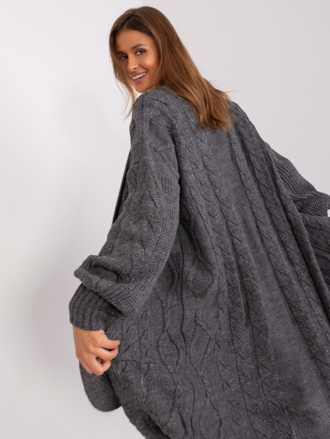 Hurt Ciemnoszary kardigan z bufiastym rękawem