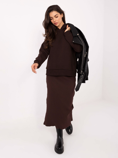 Czekoladowa dresowa bluza z napisem na kapturze