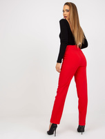 Hurtownia online Czerwone proste spodnie z materiału z kieszeniami