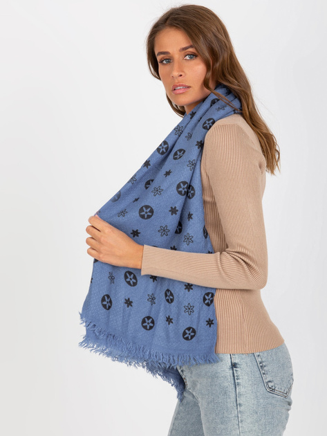 Hurtownia Ciemnoniebieski wzorzysty szal damski