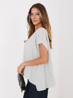 Ecru bluzka oversize z krótkim rękawem