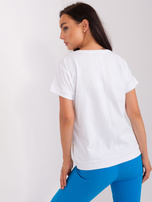 Hurt Biało-pomarańczowa damska bluzka z nadrukiem