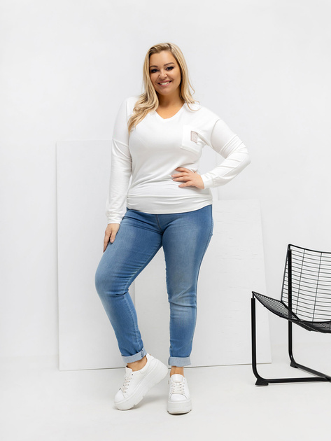 Ecru damska bluzka plus size z kieszenią