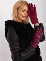 Hurt Bordowe eleganckie rękawiczki damskie