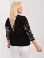 Hurt Czarna bawełniana bluzka plus size z rękawem 3/4