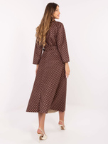 Brązowo-beżowa zamszowa spódnica z nadrukiem