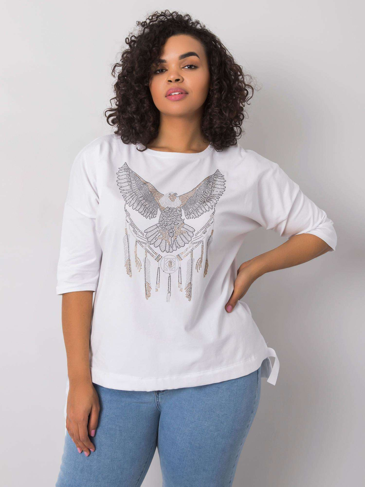 Weiße Bluse mit Applikationen Cassia.